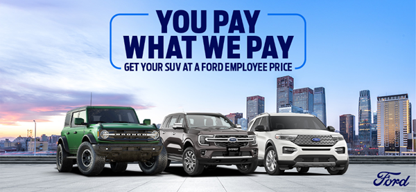 Get your brand-new Ford SUV at employee price this October