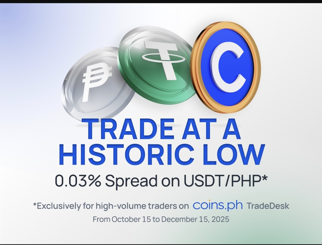 Coins.ph TradeDesk slashes USDT/PHP spread to historic low of 0.03% for high-volume traders