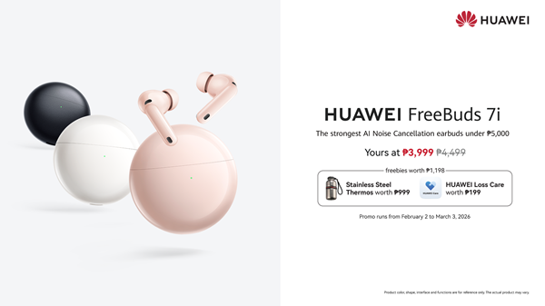 Lock in to every moment with smarter ANC, unlimited spatial audio, and crystal-clear calls from HUAWEI FreeBuds 7i for under PHP 5,000