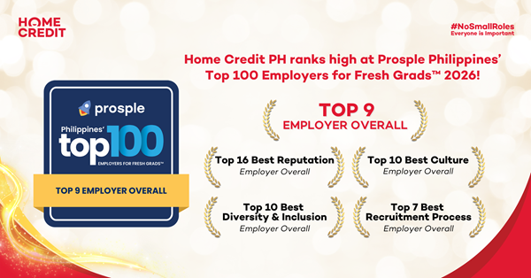 Home Credit recognized in Prosple’s 2026 Top 100 Employers for fresh grads